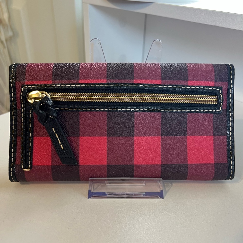 Dooney & Bourke Tucker Continental Clutch Wallet Red Buffalo Plaid Pattern - Picture 11 of 12